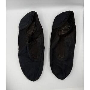 Black Dance Jazz Split Sole Shoes Girls Womens Slip On Gym Workout Fitness